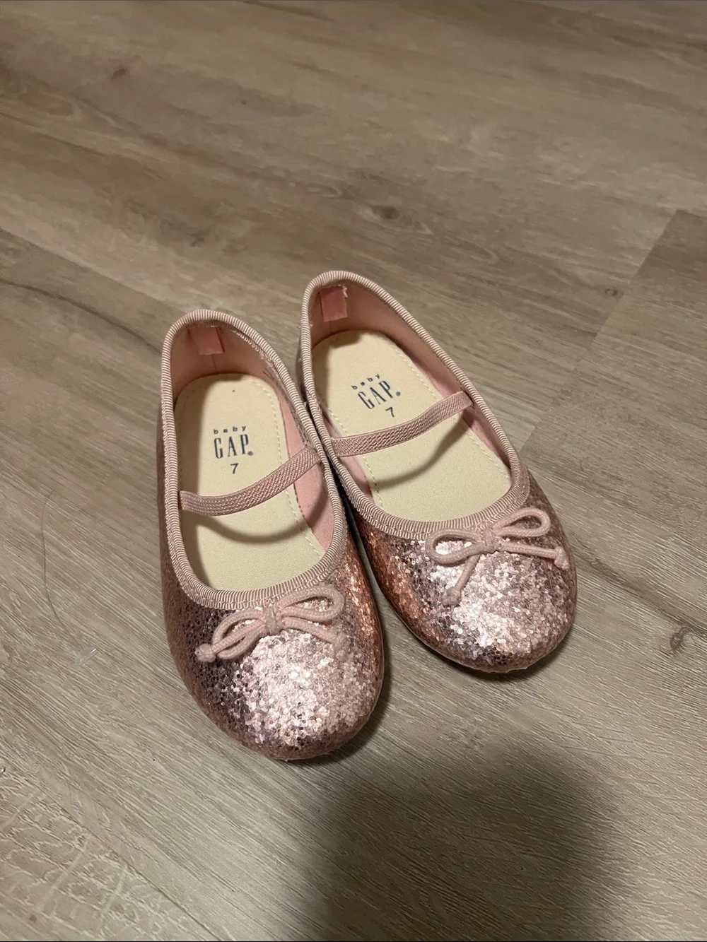 GAP Rose Gold Glitter Mary Jane Flats